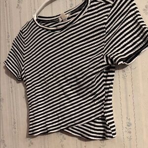 Silence + Noise Black and White Striped Crop Top
